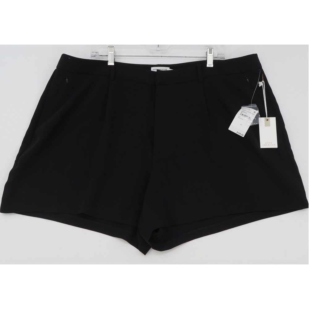 Good American Executive‎ Pleated Shorts Black GWB0123 Size 18 NWT